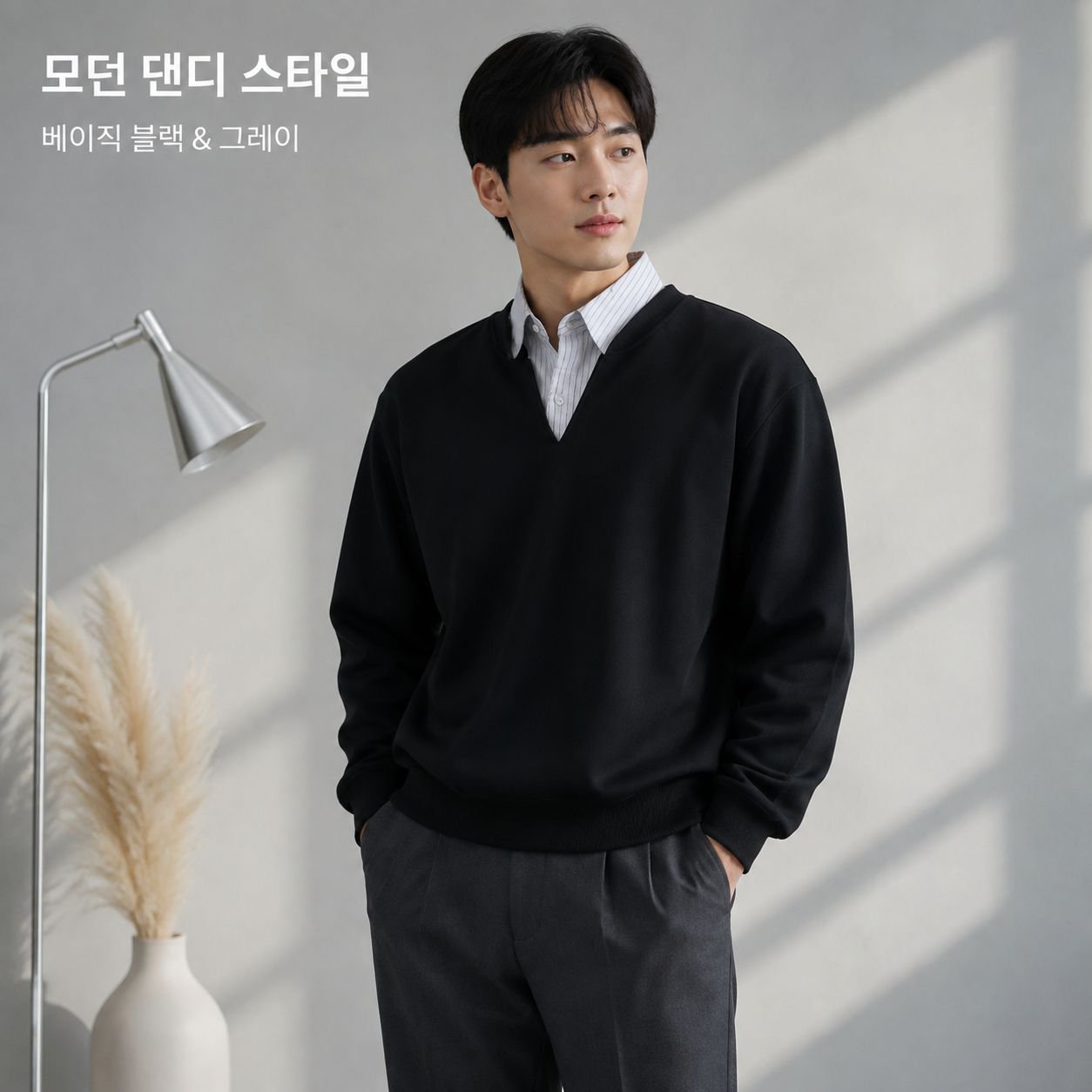 남성용 스웨트셔츠, 인조 투피스 셔츠 칼라 디자인