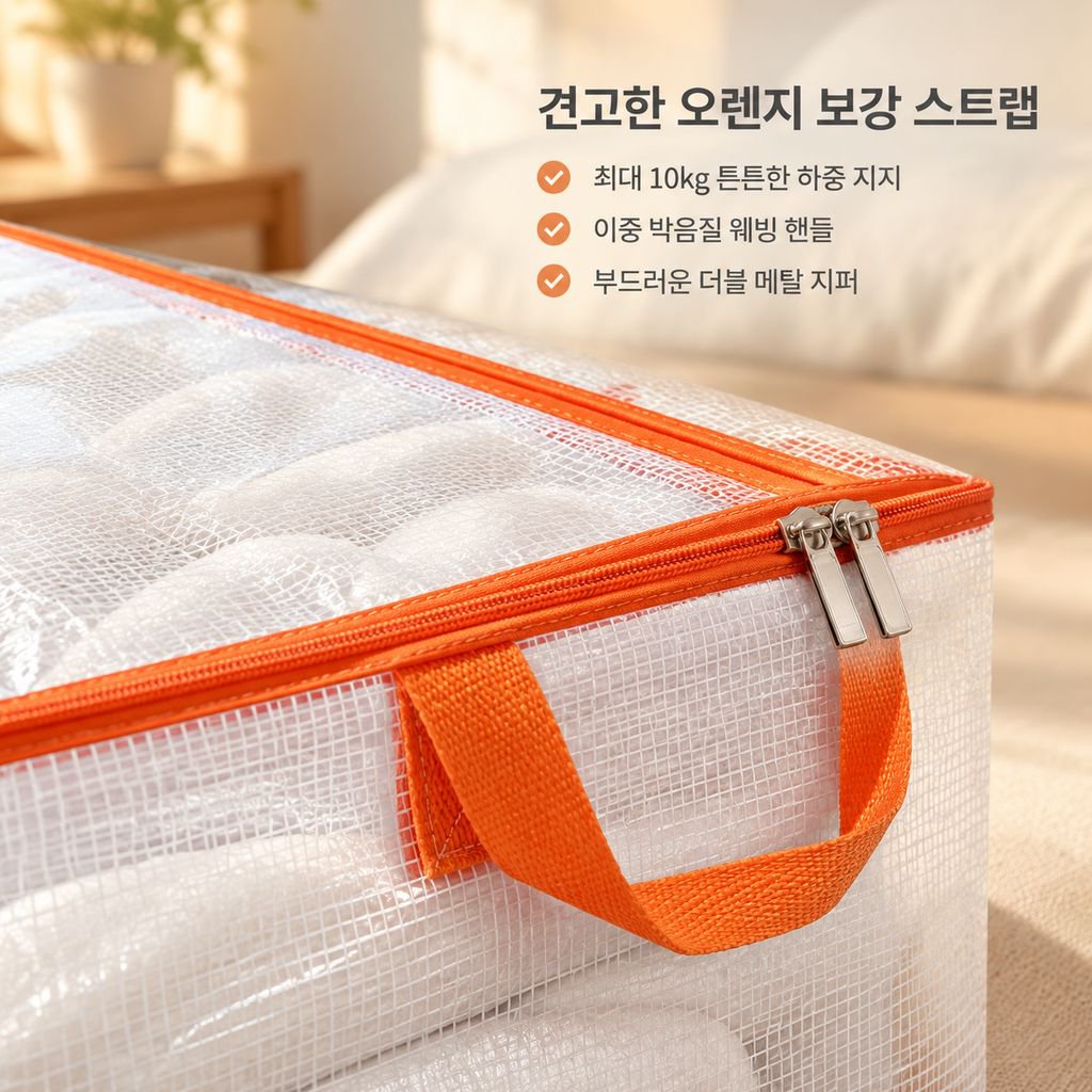 투명 격자 이불 수납백 대용량 접이식 옷장 의류 이사 짐 침대밑 수납백