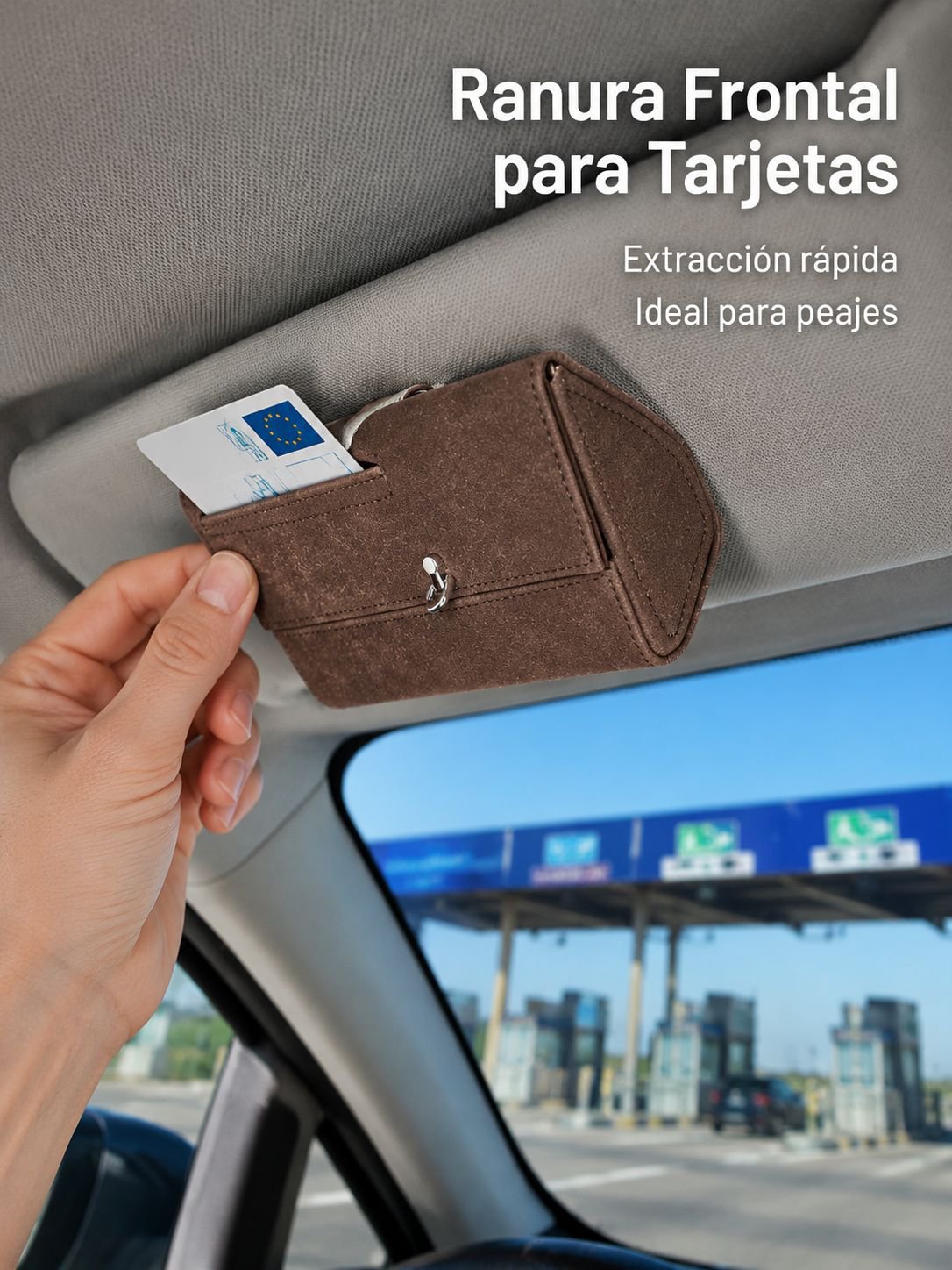 Estuche para gafas con tarjetero para la visera del coche