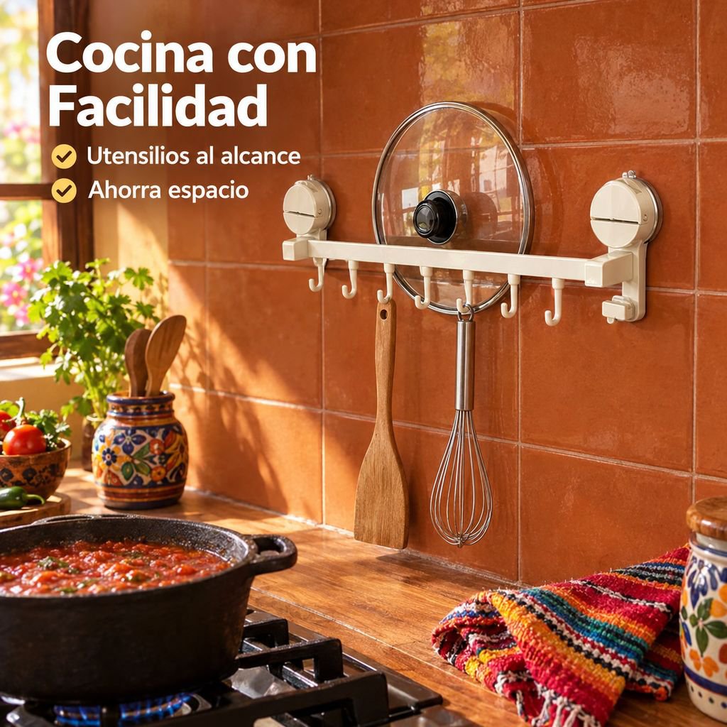 Organizador De Pared Con Ventosa Para Utensilios De Cocina Sin Perforar