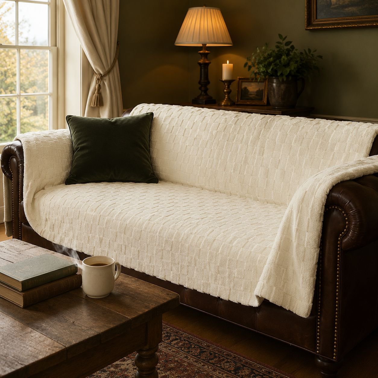 Modern Style Sofa Cover Sofa Blanket Plush Thickened Household Solid Color