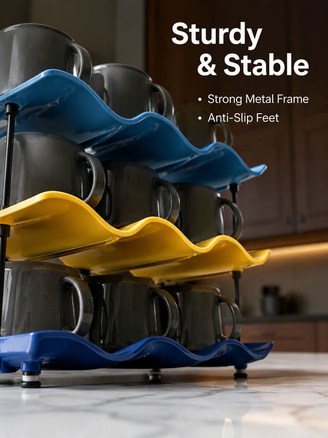 Wave-Shaped Cup Organizer Shelf