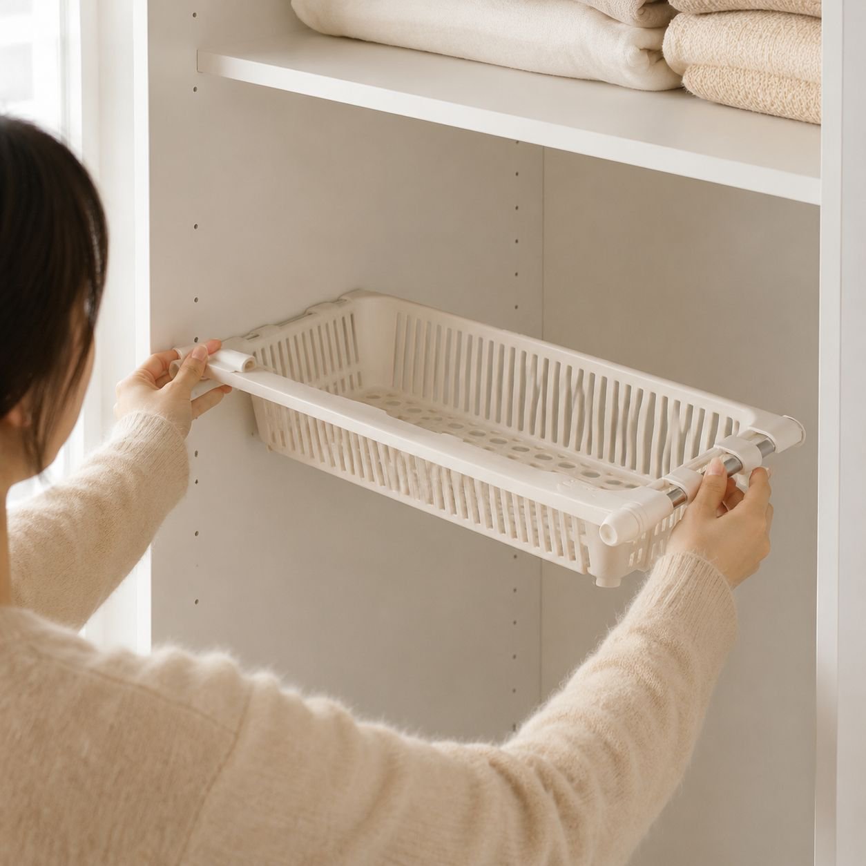 Easy-to-install wardrobe storage rack in a dorm