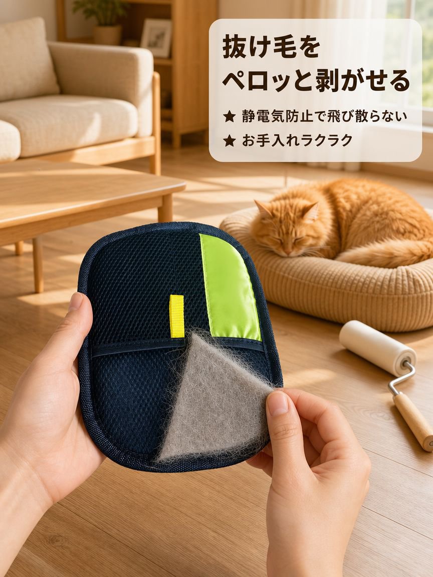 ペット用静電気防止毛抜き手袋