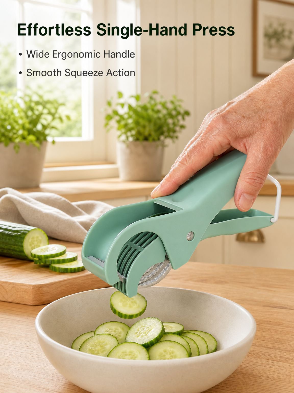Stainless steel slicer for everyday food preparation