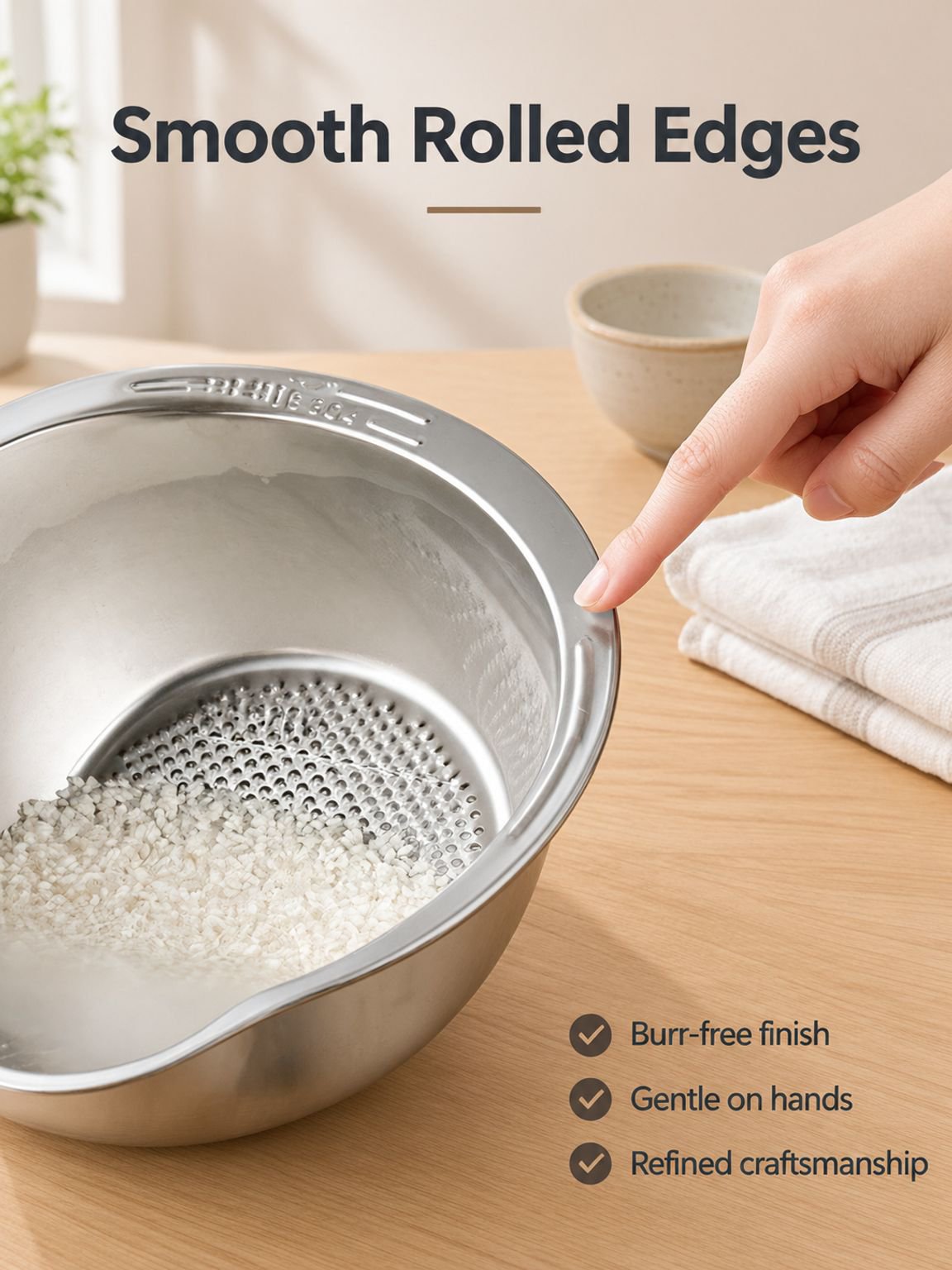 Durable metal food strainer for everyday kitchen prep