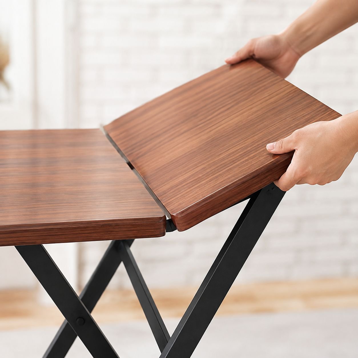 Rectangular simple dining table set up for family meal
