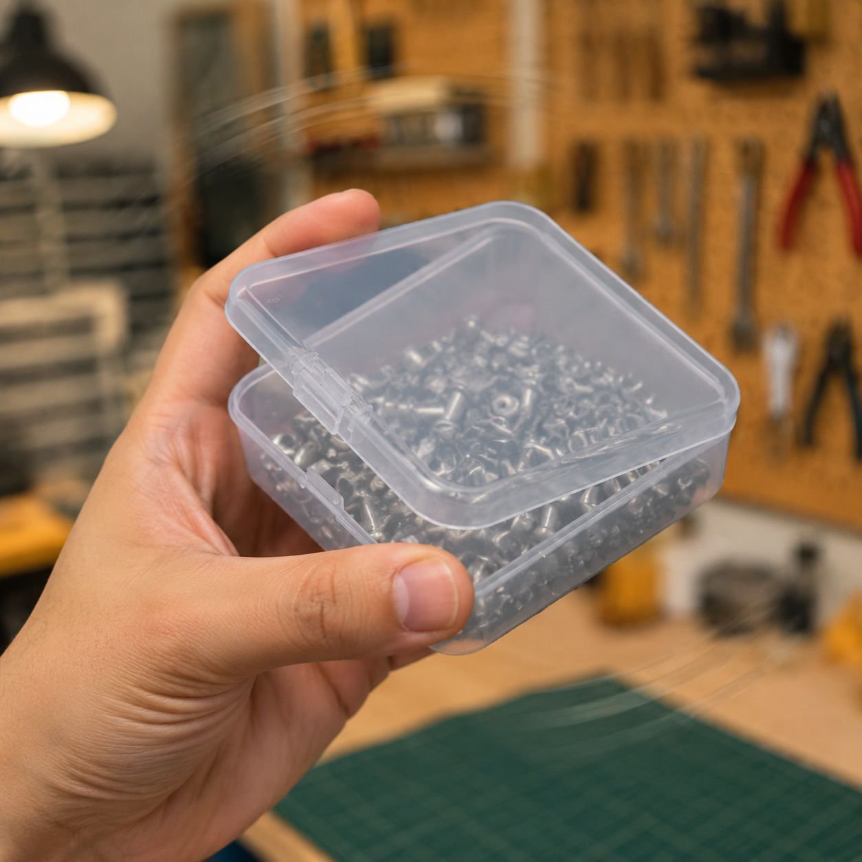 Mini Recyclable Jewelry Rivet Organizer Box, Transparent Plastic, Custom Logo Available