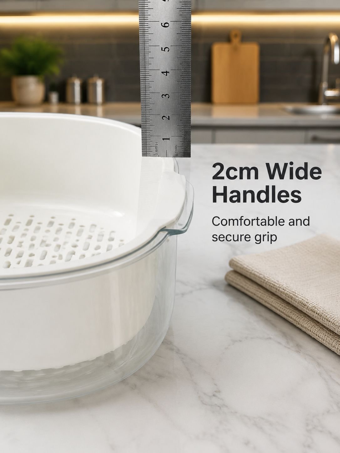 Ergonomic handle double layer drain basket
