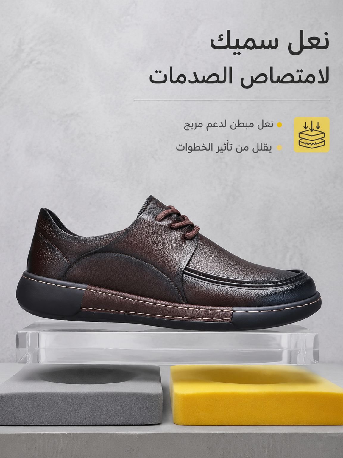 【مصنوع يدويًا بالكامل】حذاء رجالي بتصميم من الجلد المتداخل، برأس واسع ومريح للقدم