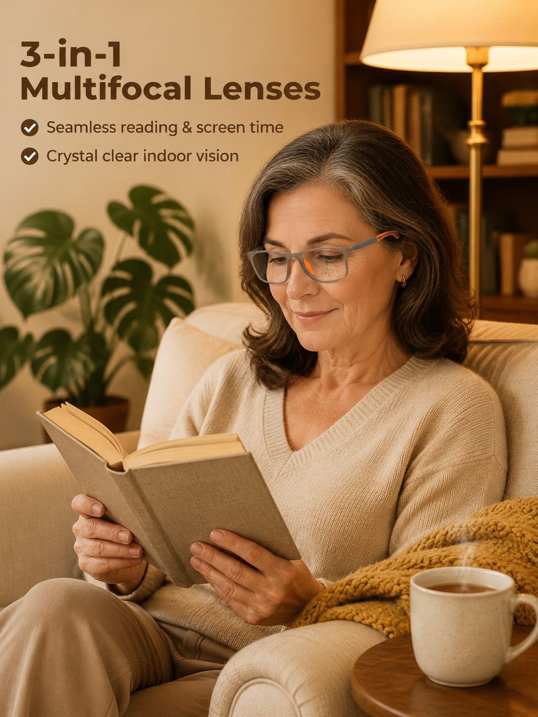 ✨Photochromic multifocal reading glasses(Indestructible / Smart Zoom / No Dizziness)