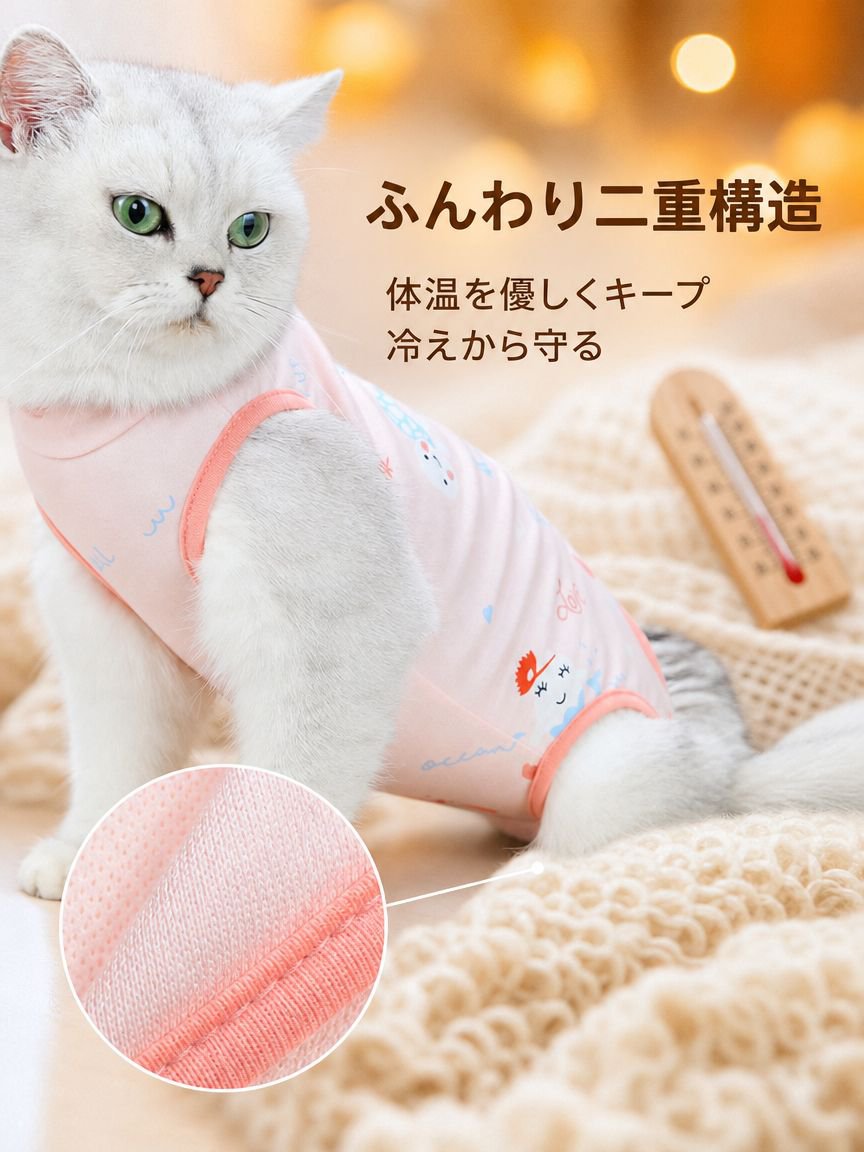避妊・去勢手術を受けるメス猫用の暖かい服