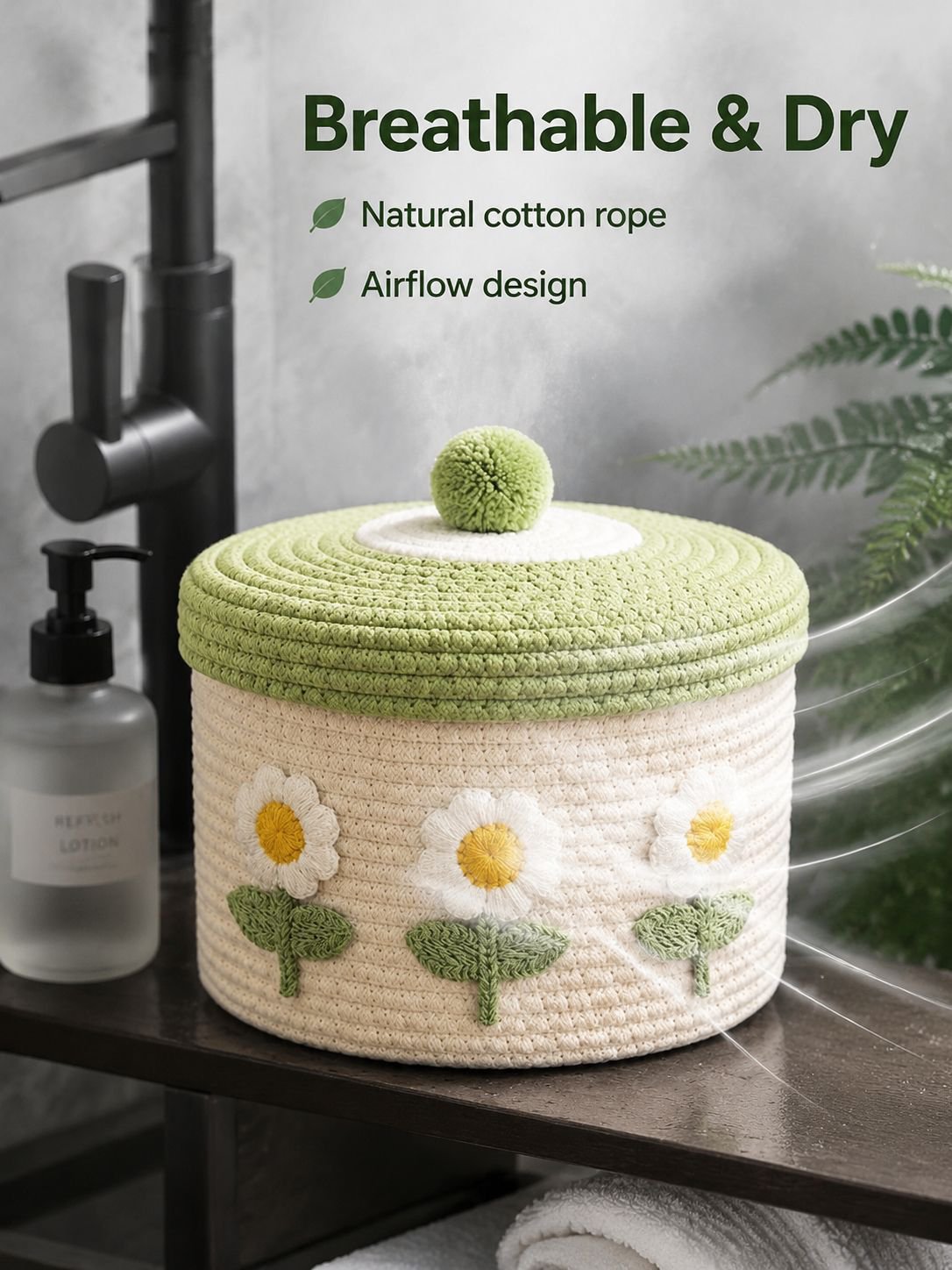 Lidded Cotton Woven Storage Basket