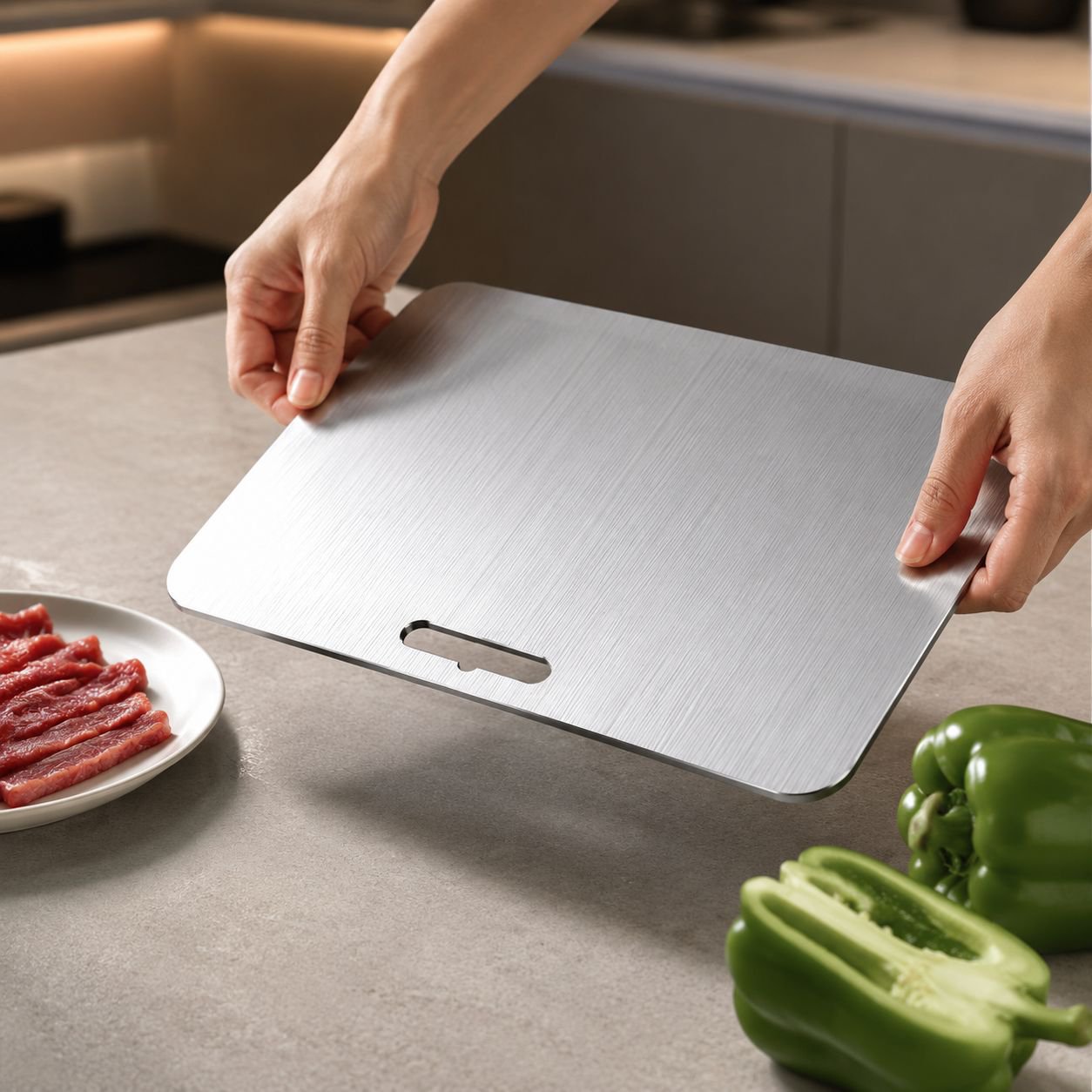 Titanium Cutting Board, Pure Titanium, Household and Medical Grade, Anti-Mold, Double-sided