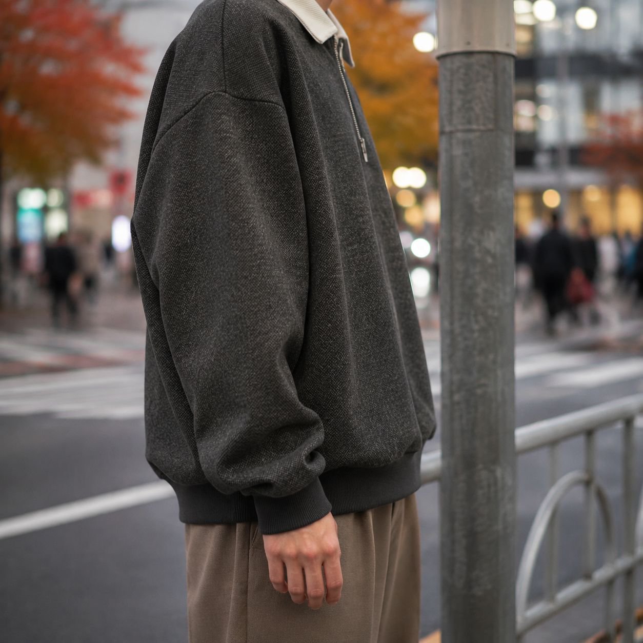 秋冬厚手ウール調レイヤード風プルオーバーニット ゆったりカジュアル男女兼用