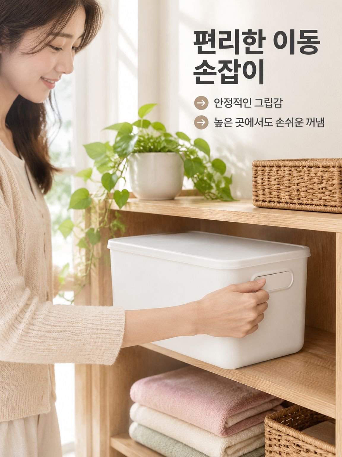 뚜껑이 있어 깔끔하게 정리되는 대형 정리함