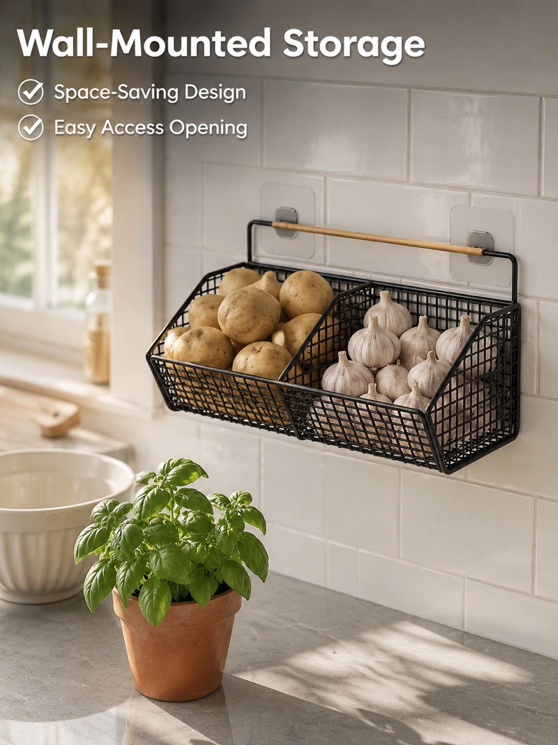 JMY - No-Drill Wall-Mounted Kitchen Storage Rack