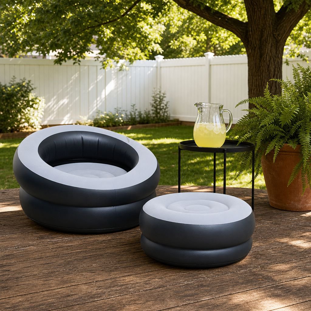 Outdoor Portable Inflatable Lazy Sofa Set with Foldable Footrest