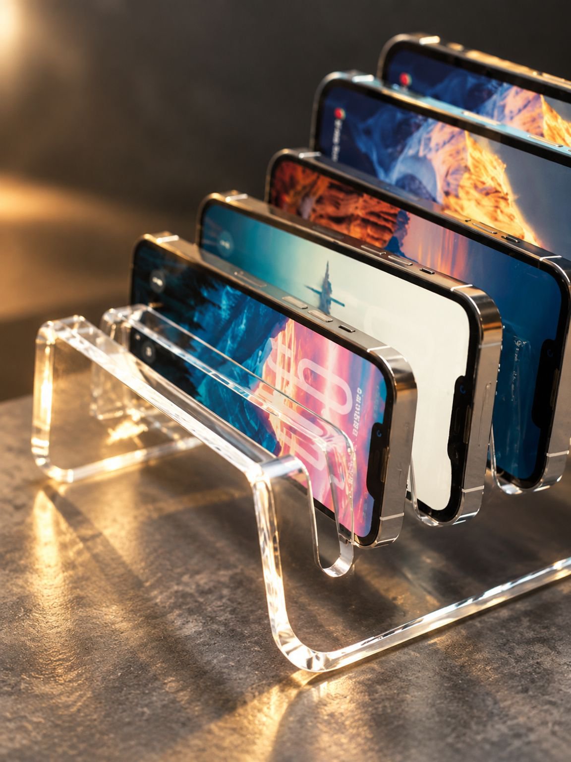 Acryl Handy Organizer mit Fächern, Desktop Ladestation für mehrere Handys