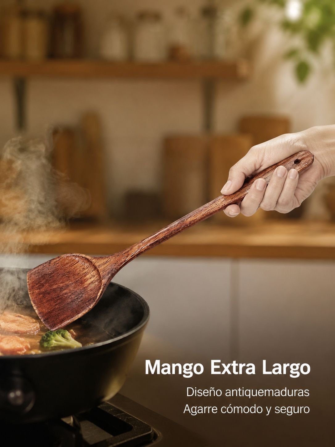 Espátula de madera natural para recetas mexicanas