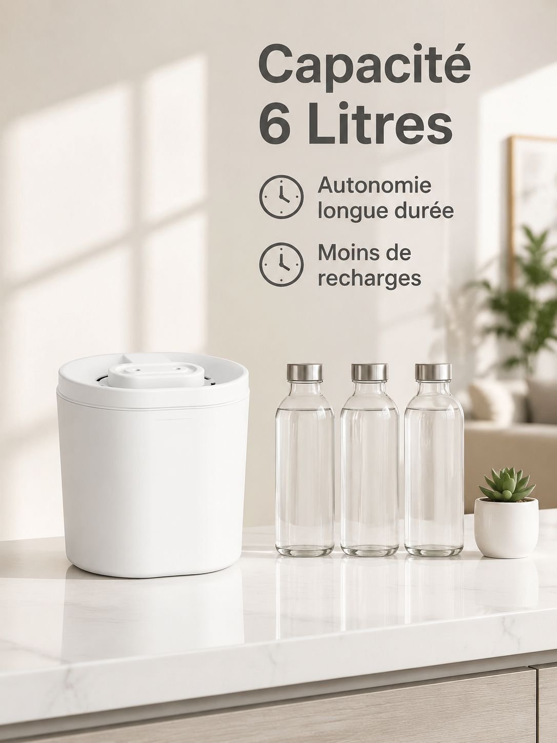 Humidificateur à double buse 6L grande capacité avec lampe d’ambiance pour maison et bureau