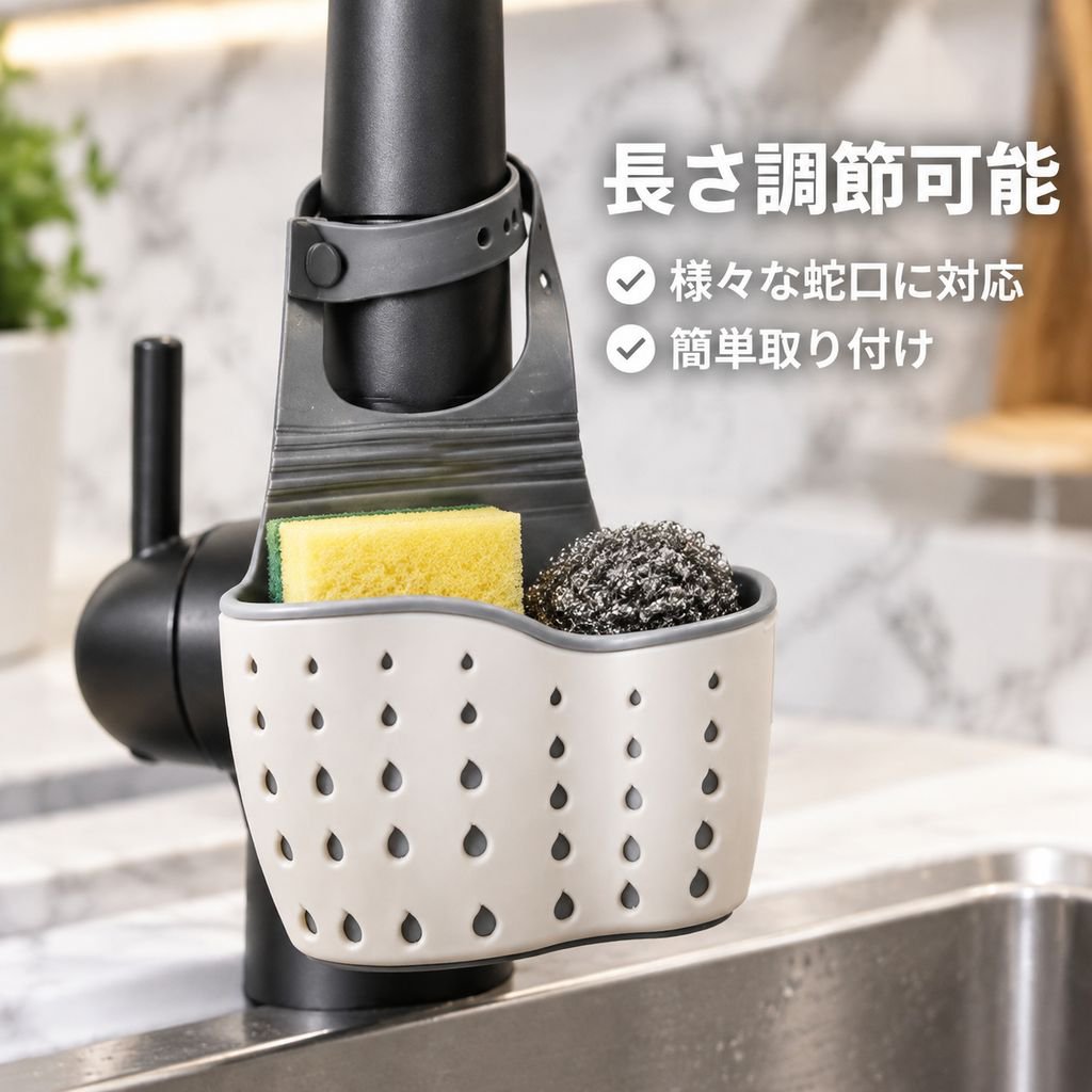 調節可能なスナップ式シンク用水切りバッグ