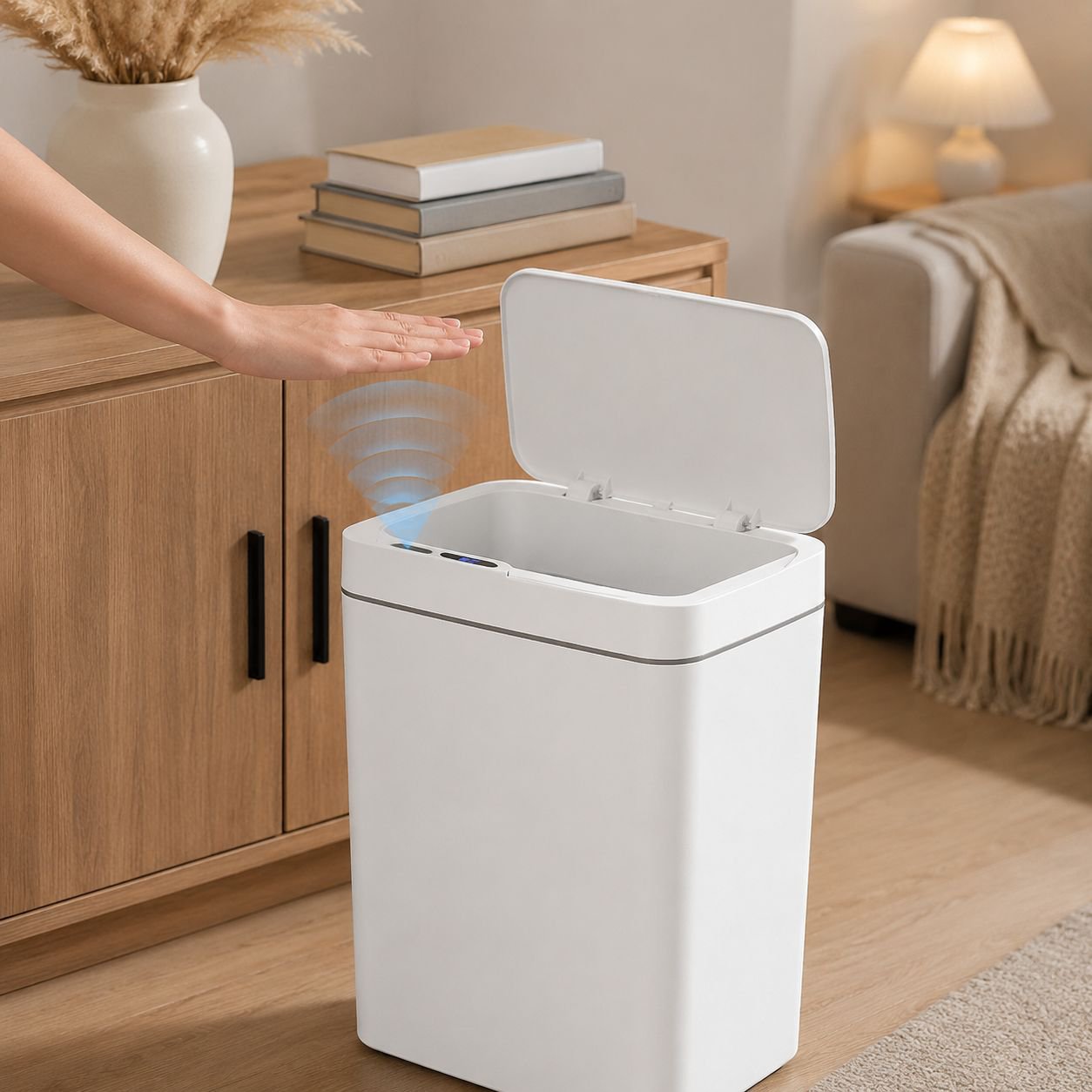 Poubelle à capteur automatique, sûre, économe en énergie, anti-collision, pour hôtel