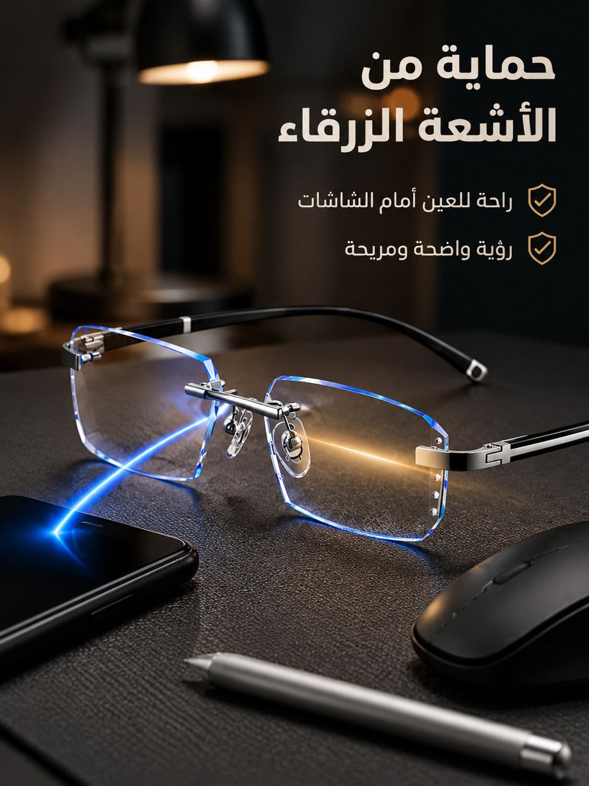 نظارة قراءة فوتوكرومية ومقاومة للضوء الأزرق