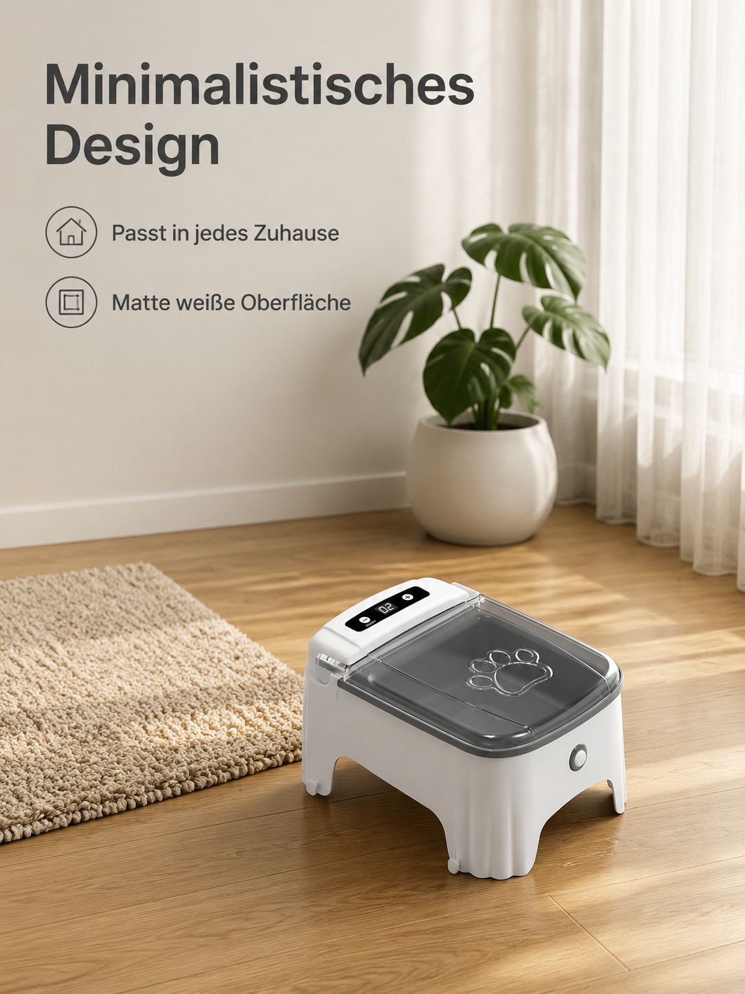 Intelligenter Haustier-Sensor-Futterautomat, feuchtigkeitsbeständig, offenes Design.