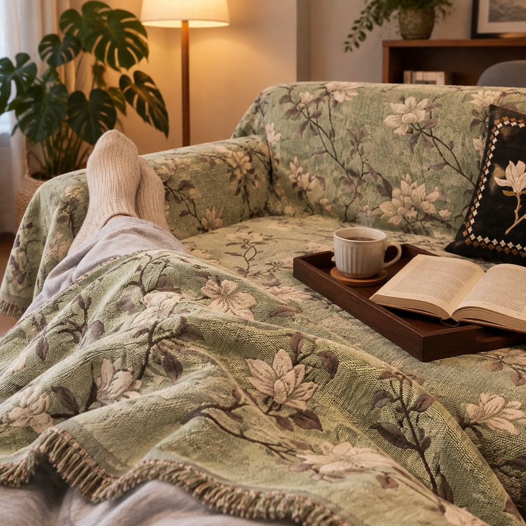 Chenille Vintage rutschfester Sofaüberwurf Allwetter Sofadecke