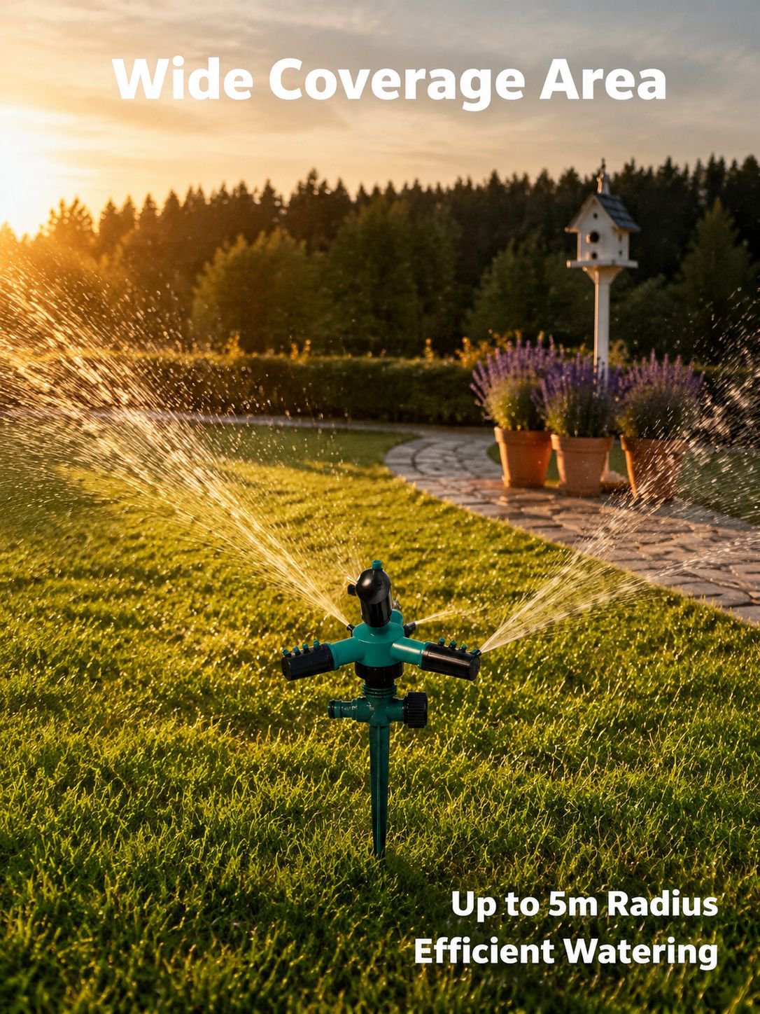 360° Rotating Triple-Head Garden Water Sprinkler