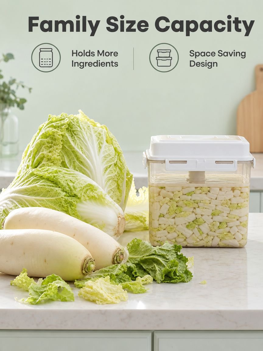 Food-Grade Press-Type Pickling Jar, Large-Capacity Kitchen Storage Container
