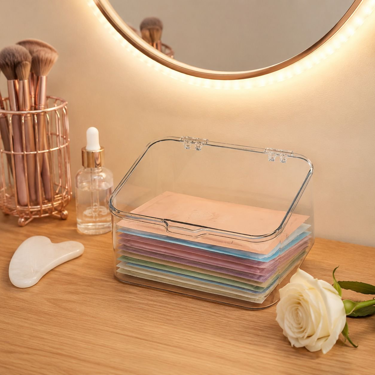 Modern face mask organizer keeps masks clean