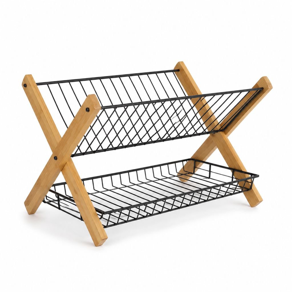 Multifunctional Bamboo Dish Rack for Kitchen Countertop