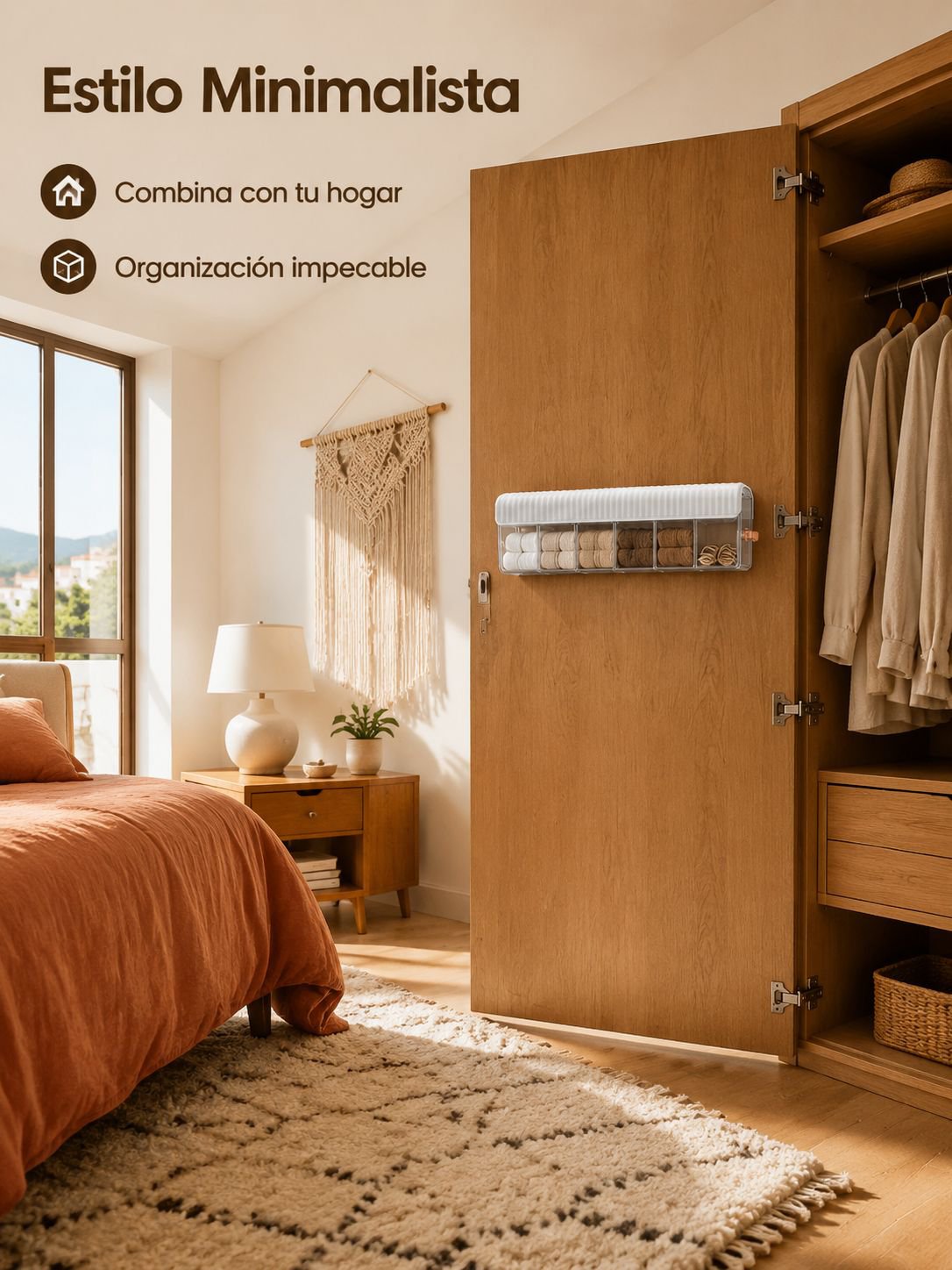 Organizador de ropa interior de pared con varias secciones