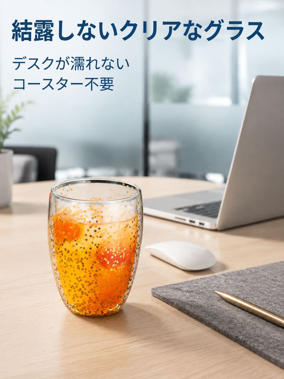 二重構造ホウケイ酸ガラス保温コーヒーカップ