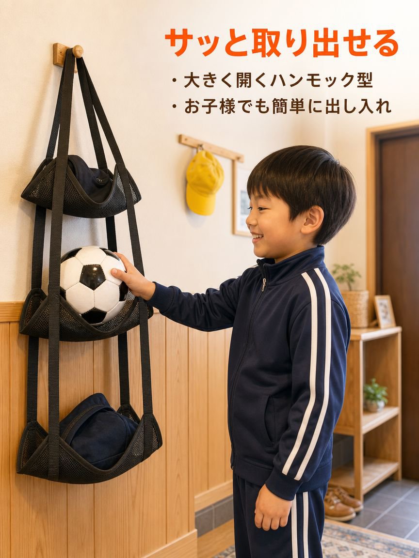 ボール収納用吊り下げバッグ