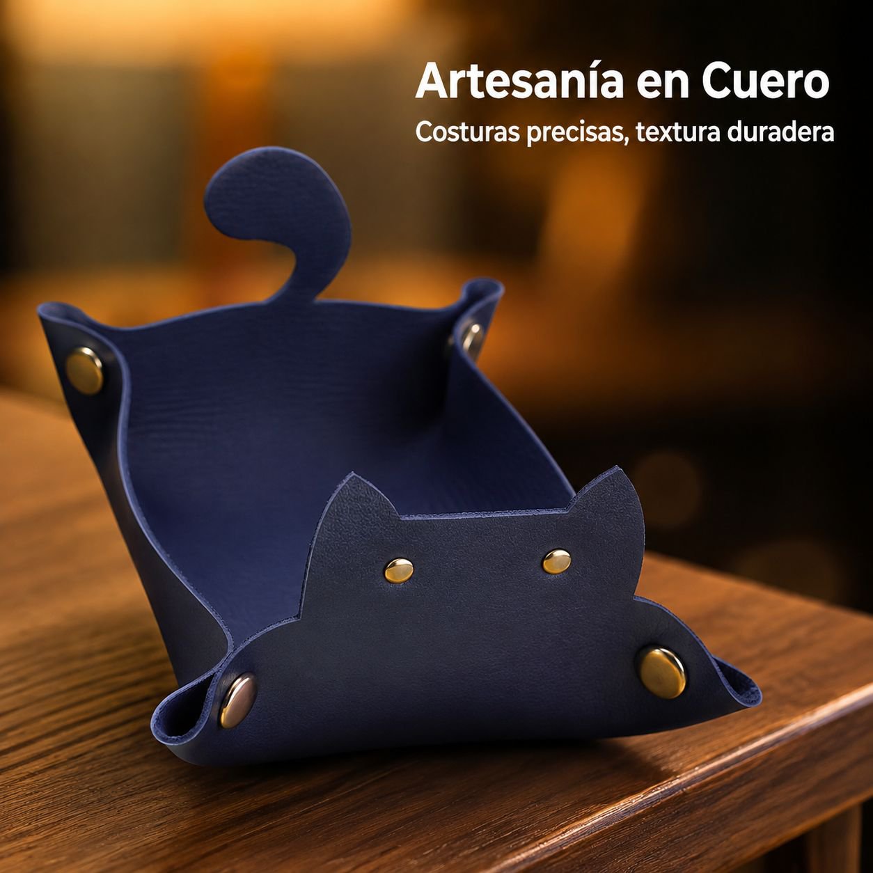 Caja de cuero para guardar llaves en la entrada.