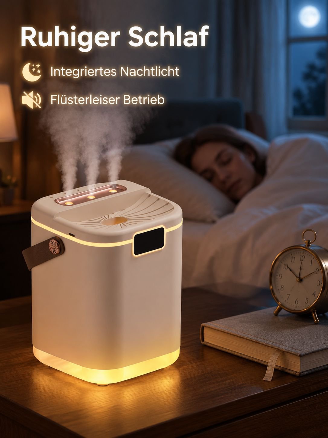 Luftbefeuchter mit Nachtlicht, mehreren Düsen und großem Fassungsvermögen