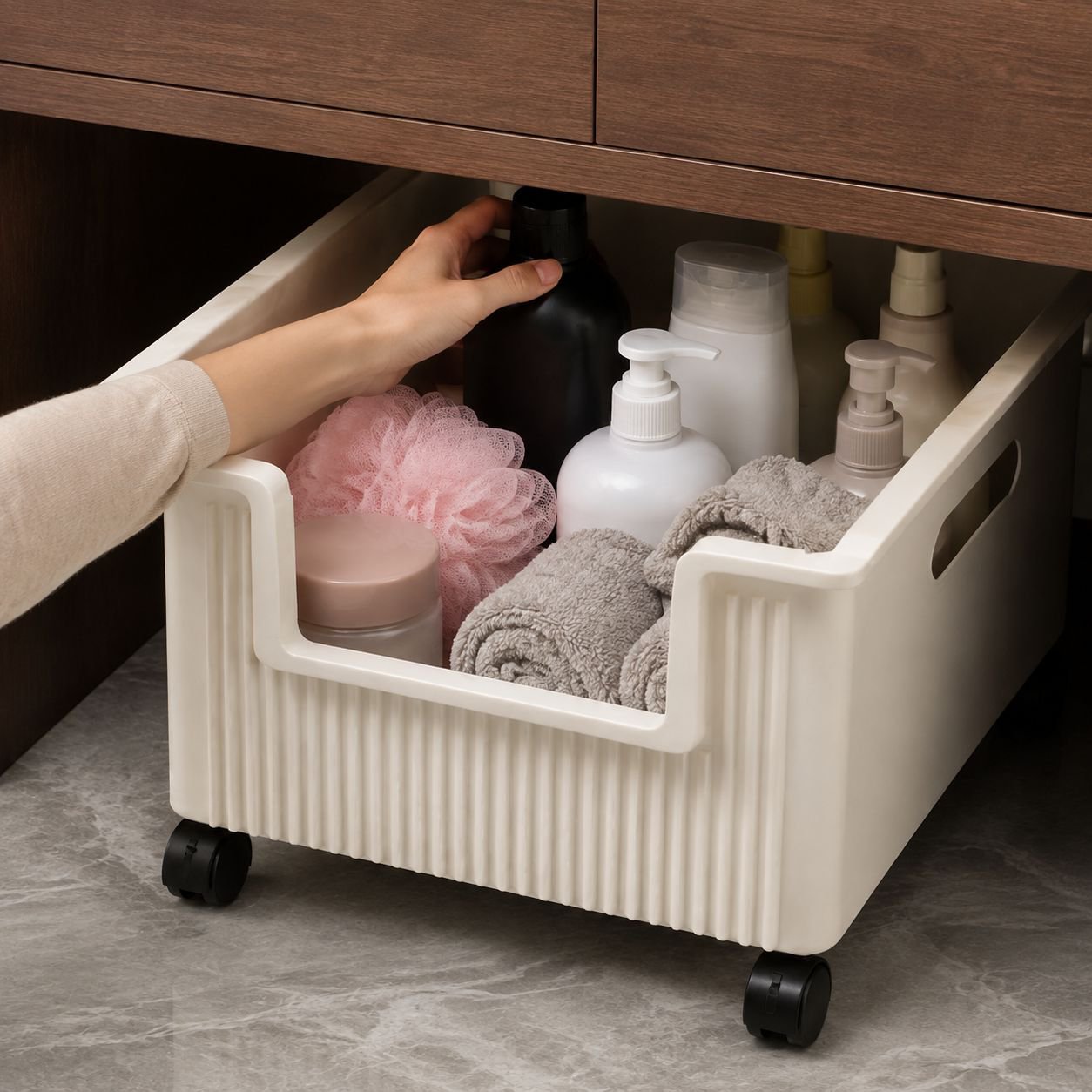 Durable bathroom storage solution
