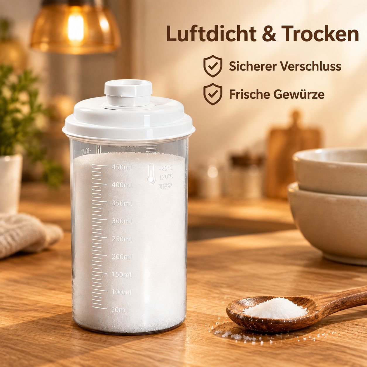 Luftdichte Vorratsdose Lebensmittelqualität Kunststoff Streuer für Zucker Küche
