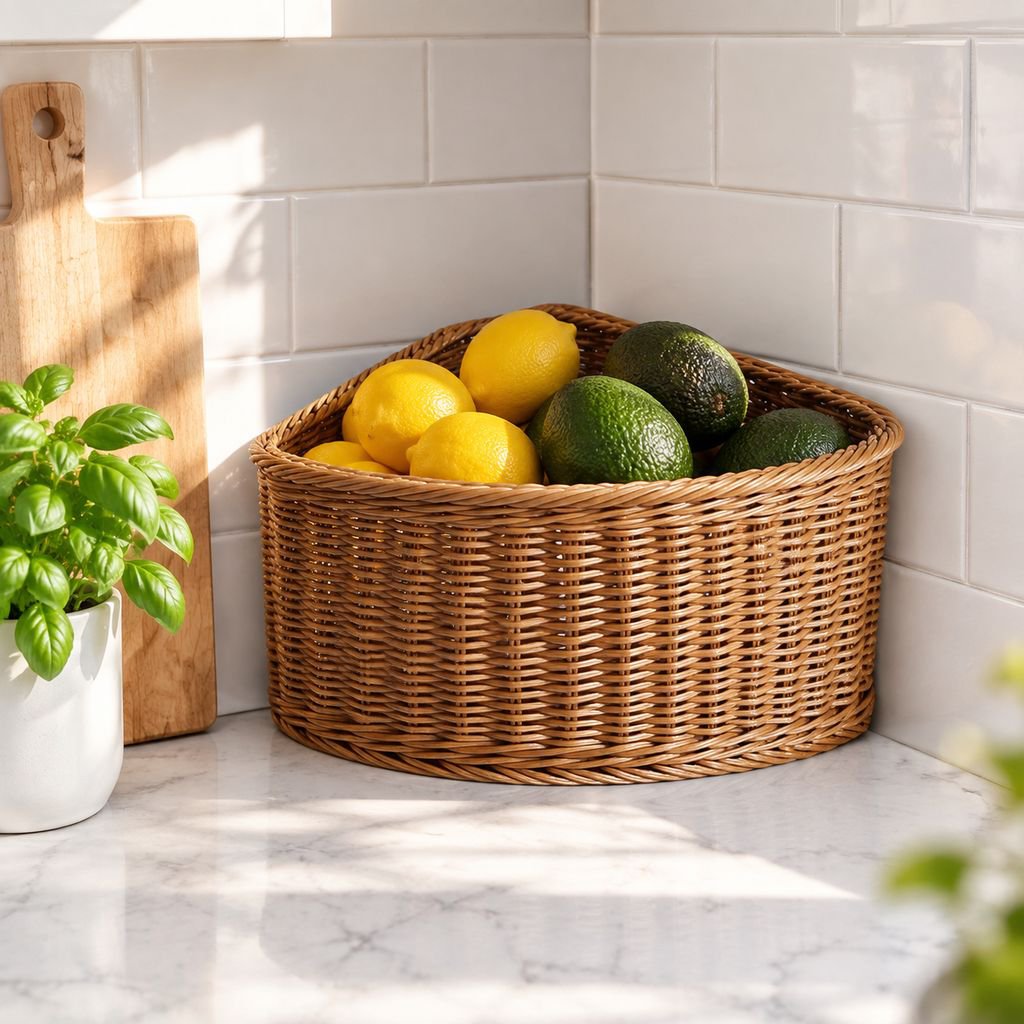 Corner Storage Basket for Shelves and Cabinets