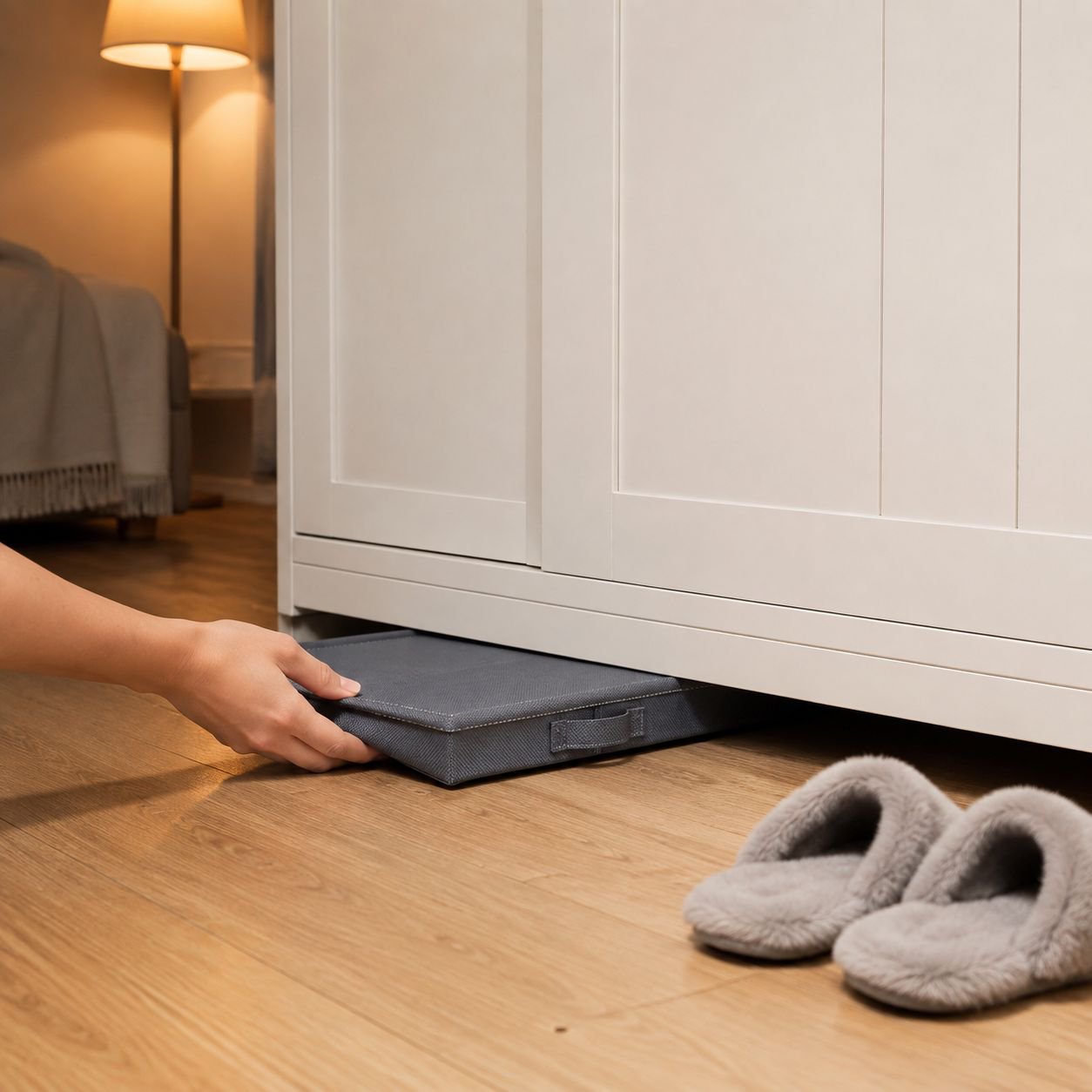 Durable fabric storage box in modern design