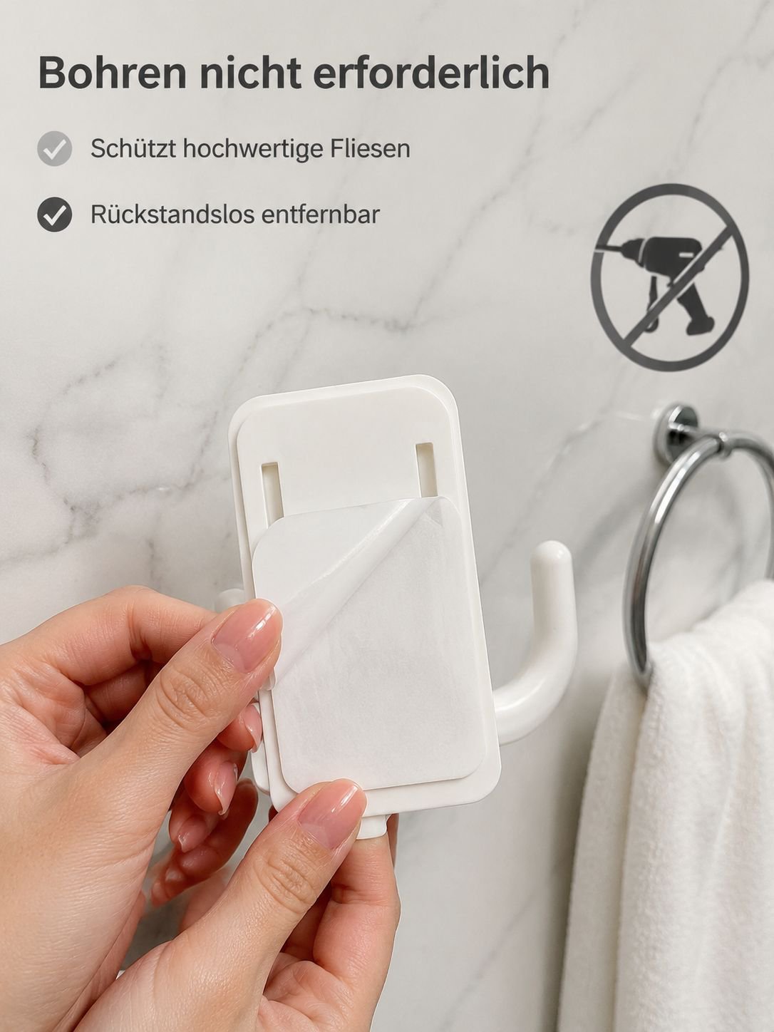 Bohrfreier Toilettenpapier-Organizer an der Badezimmerwand befestigt