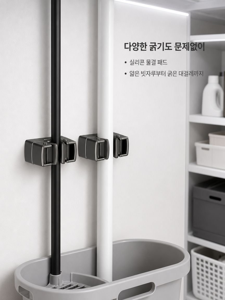다기능 무타공 걸레걸이