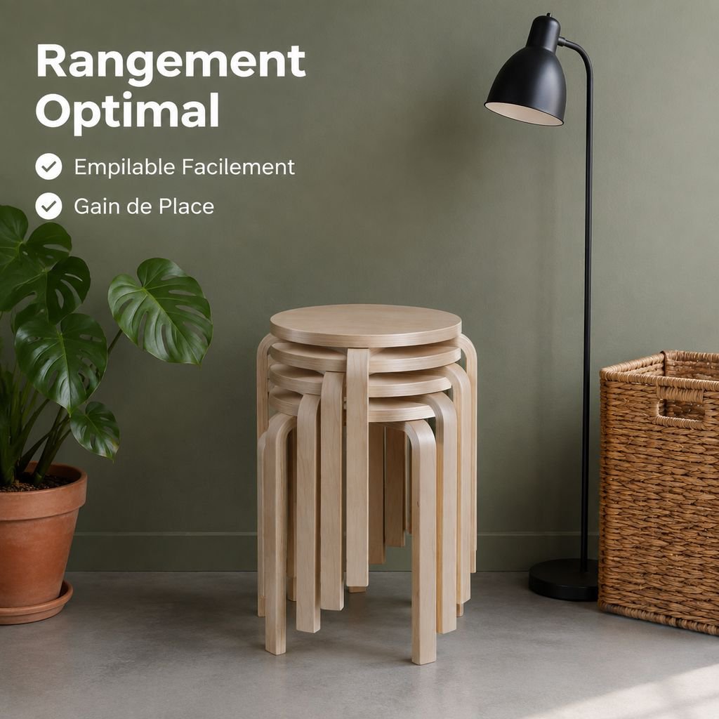 Tabouret domestique en bois massif empilable
