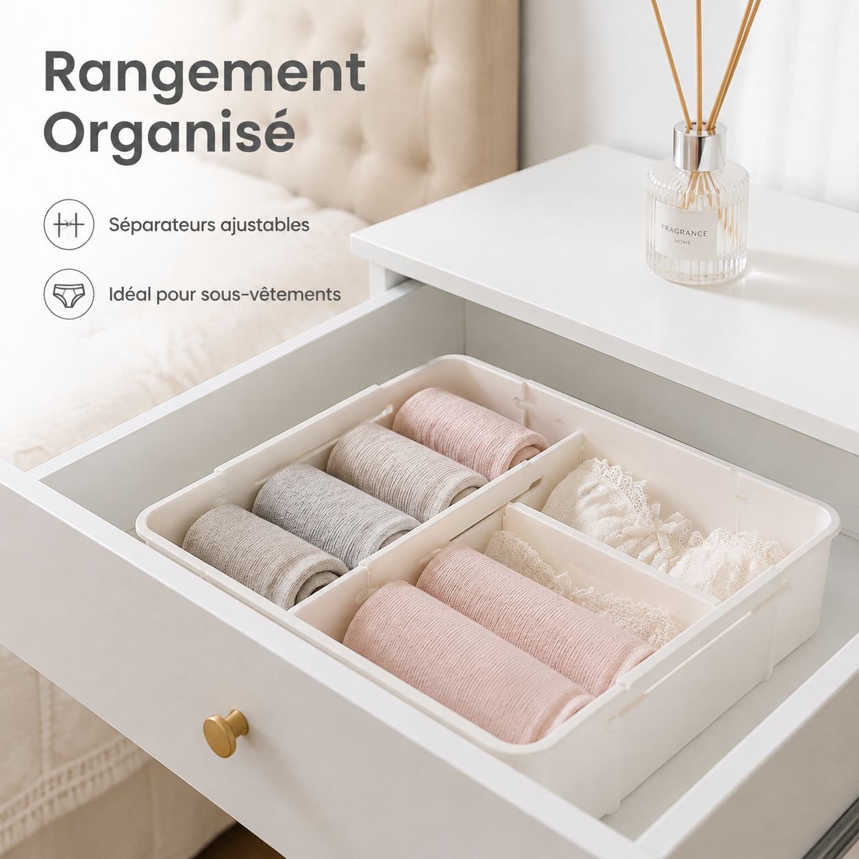 Organisateur à compartiments extensible pour tiroir