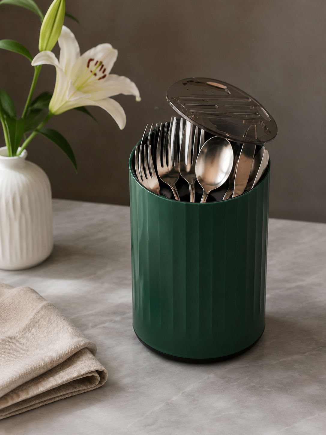 Estuche organizador 3 en 1 para cuchillos y cucharas en la cocina