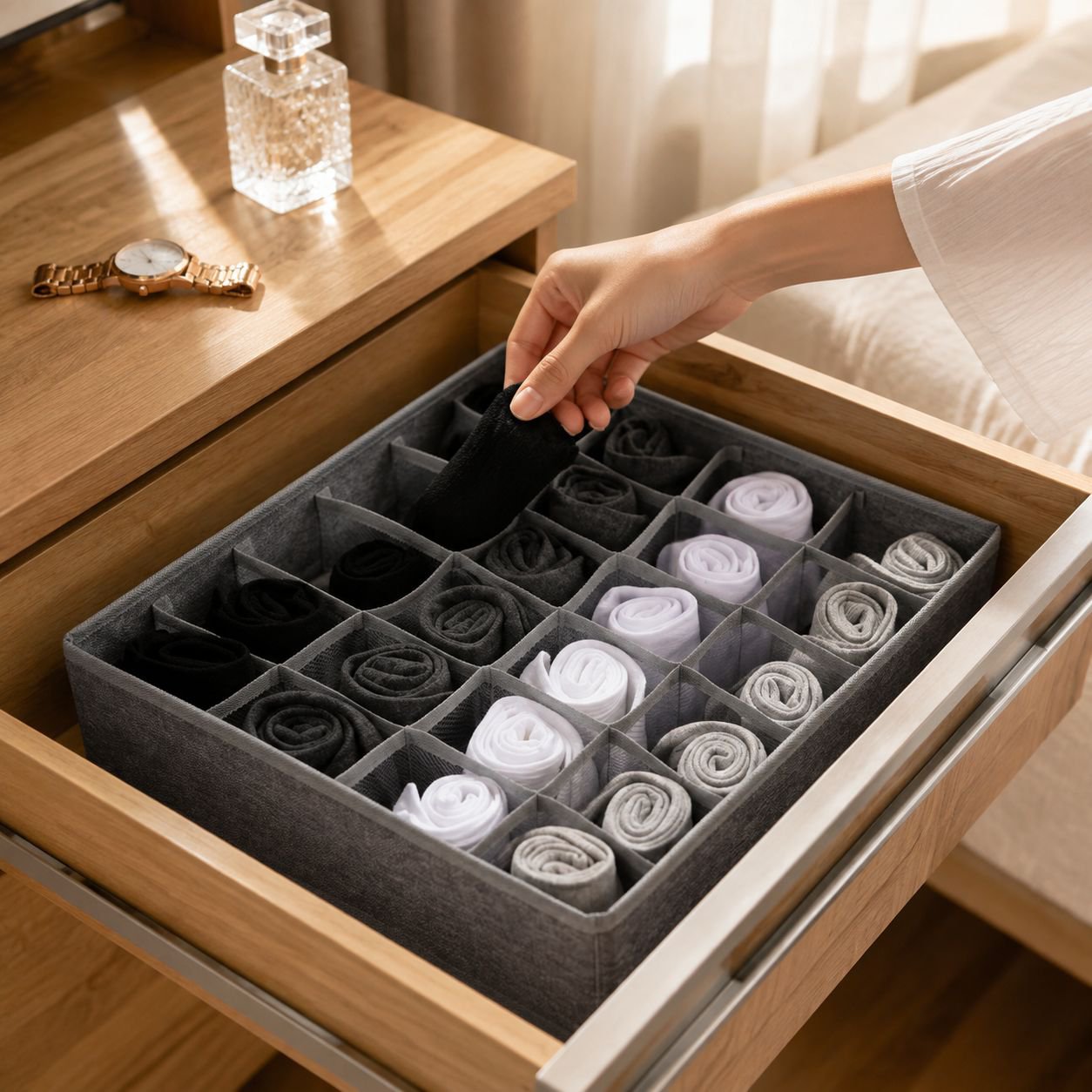 Home Fabric Storage Box Storage Box Home Grid Foldable Split Form