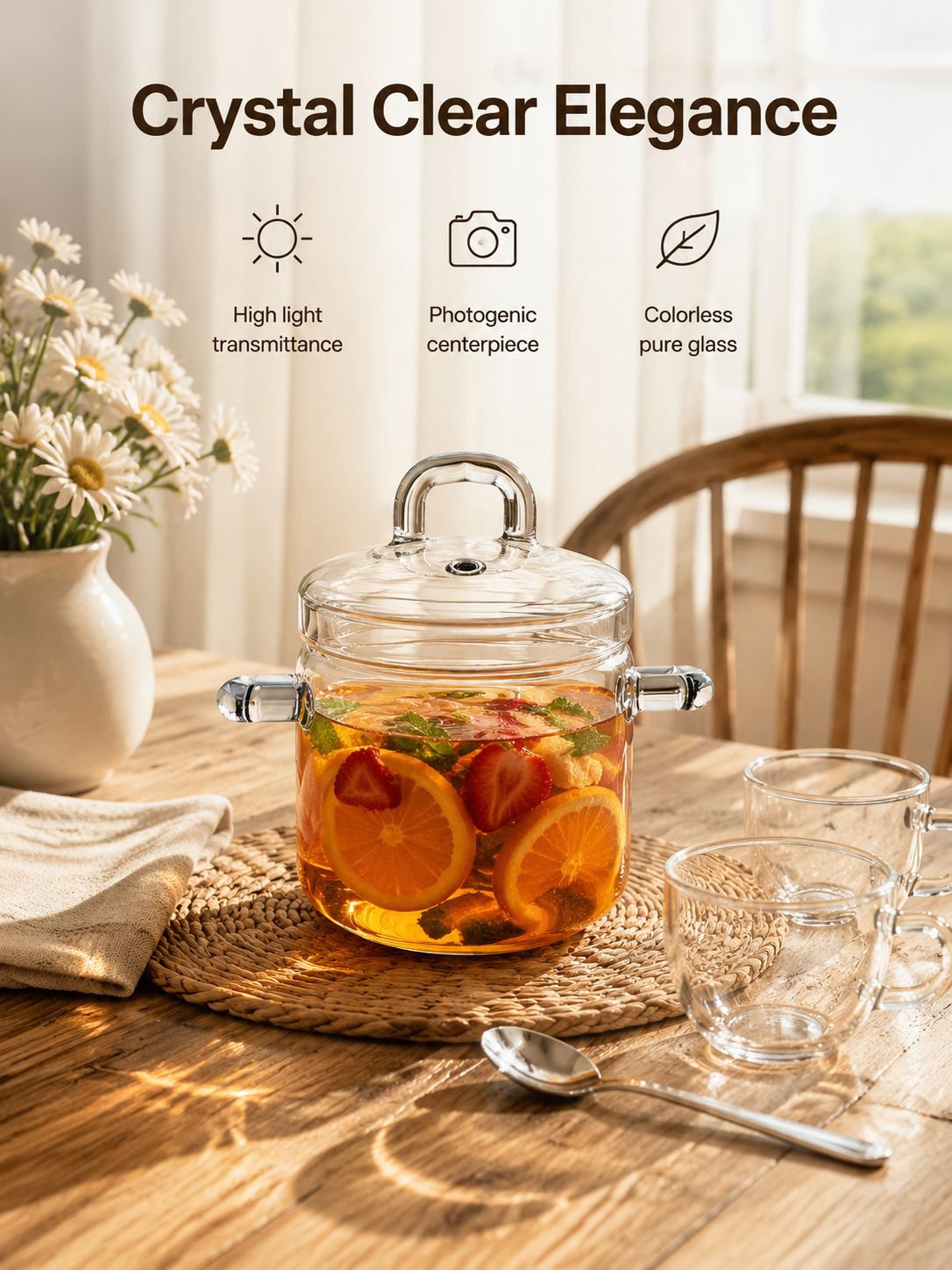 Double-eared glass soup pot